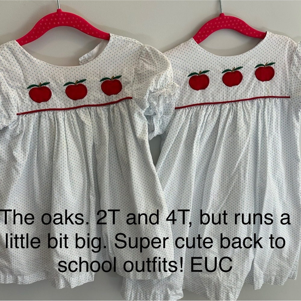 White Polka Dot Dresses with Red Apple Embroidery